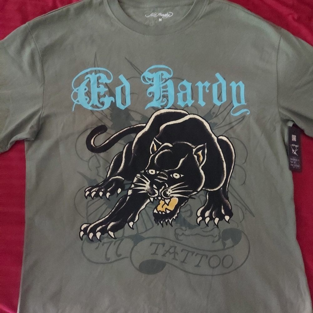 Ed Hardy Men's Green Graphic T-Shirt